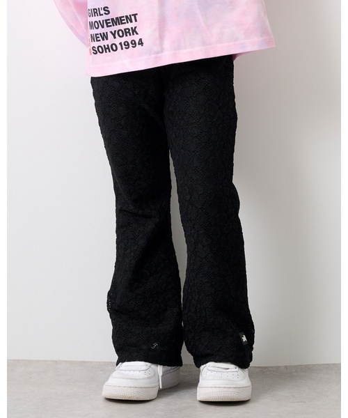 X-girl Stages(エックスガールステージス)の「レースシアーフレアパンツ(その他パンツ・キッズ・ブラック・140cm/130cm/120cm)」の1枚目の写真