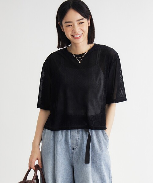 HONEYSUCKLE ROSE(ハニーサックルローズ)の「ベロア半袖Tシャツ(Tシャツ/カットソー・レディース・ベビーピンク/ブラック・04/05)」の3枚目の写真