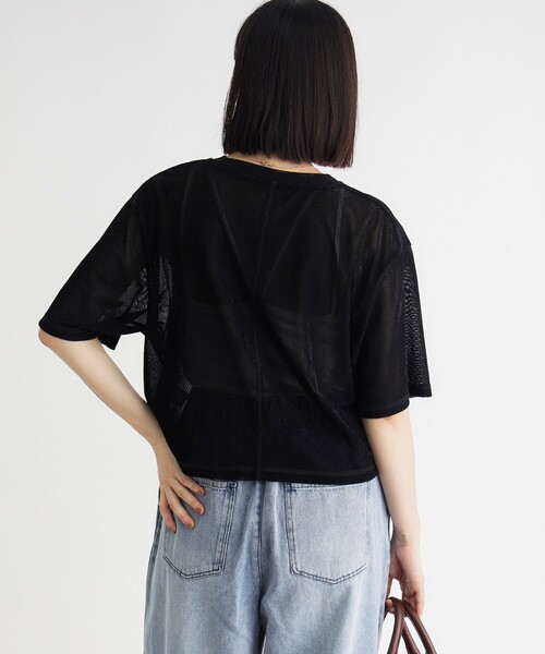 HONEYSUCKLE ROSE(ハニーサックルローズ)の「ベロア半袖Tシャツ(Tシャツ/カットソー・レディース・ベビーピンク/ブラック・04/05)」の5枚目の写真
