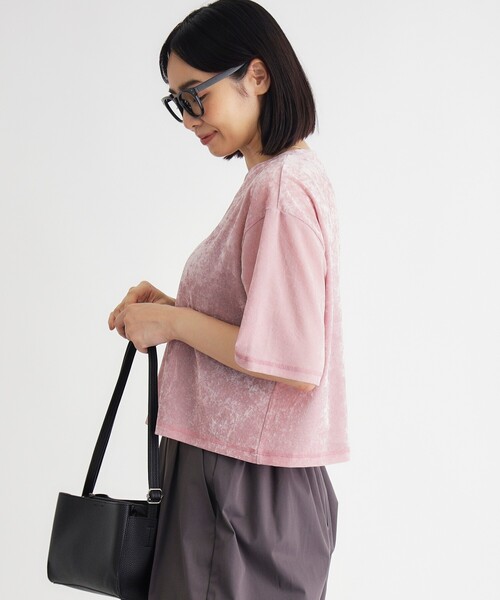 HONEYSUCKLE ROSE(ハニーサックルローズ)の「ベロア半袖Tシャツ(Tシャツ/カットソー・レディース・ベビーピンク/ブラック・04/05)」の9枚目の写真