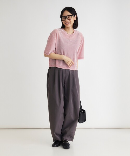 HONEYSUCKLE ROSE(ハニーサックルローズ)の「ベロア半袖Tシャツ(Tシャツ/カットソー・レディース・ベビーピンク/ブラック・04/05)」の11枚目の写真
