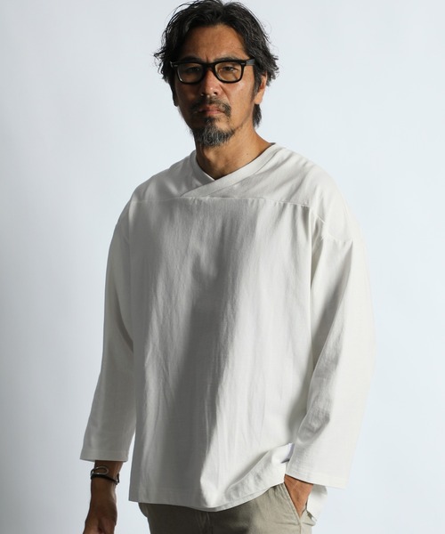 The DUFFER of ST.GEORGE（ザダファーオブセントジョージ）の「【WEB限定アイテム】8oz HEAVY WEIGHT FOOTBALL 3/4 SLEEVE TEE：8オンス ヘビーウェイト 7分袖 リラックス フットボールTシャツ（Tシャツ/カットソー・メンズ・ホワイト/ブラック/ブルー・X-LARGE/LARGE/MEDIUM/SMALL）」の2枚目の写真