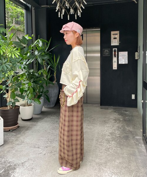 HELLO.SANFRANCISCO(ハローサンフランシスコ)の「【HELLO.SANFRANCISCO/ハローサンフランシスコ】チェック柄フリルポケットボリュームパンツ(その他パンツ・レディース・ブラウン/ブルー/オレンジ・MEDIUM/SMALL)」の8枚目の写真