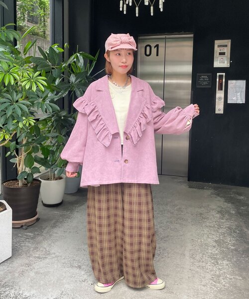 HELLO.SANFRANCISCO(ハローサンフランシスコ)の「【HELLO.SANFRANCISCO/ハローサンフランシスコ】チェック柄フリルポケットボリュームパンツ(その他パンツ・レディース・ブラウン/ブルー/オレンジ・MEDIUM/SMALL)」の10枚目の写真