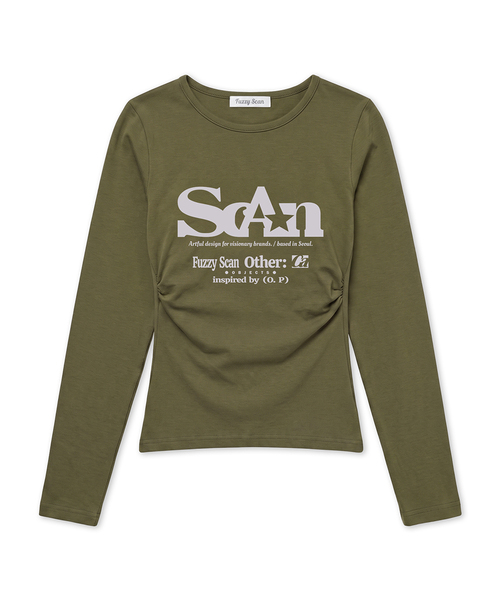 FUZZY SCAN（ファジスキャン）の「アザー オブジェクト シャーリング スリム ロングスリーブ（Tシャツ/カットソー・レディース・クリーム/オートミール/ミント/グレー系その他/ターコイズブルー/モカ/ブルー/カーキ/レンガ/グレー/ピンク/レッド・ONE SIZE）」の6枚目の写真
