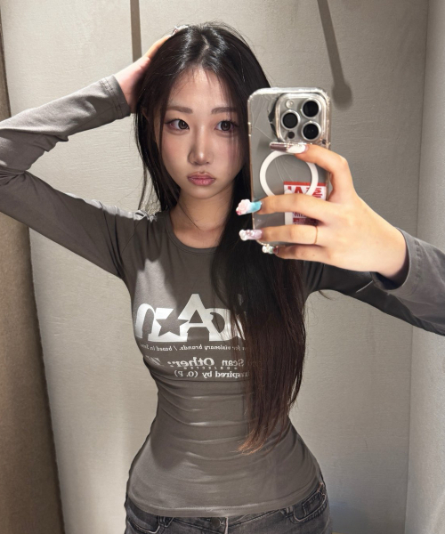 FUZZY SCAN（ファジスキャン）の「アザー オブジェクト シャーリング スリム ロングスリーブ（Tシャツ/カットソー・レディース・クリーム/オートミール/ミント/グレー系その他/ターコイズブルー/モカ/ブルー/カーキ/レンガ/グレー/ピンク/レッド・ONE SIZE）」の18枚目の写真