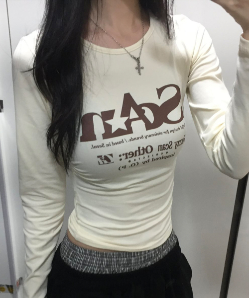 FUZZY SCAN（ファジスキャン）の「アザー オブジェクト シャーリング スリム ロングスリーブ（Tシャツ/カットソー・レディース・クリーム/オートミール/ミント/グレー系その他/ターコイズブルー/モカ/ブルー/カーキ/レンガ/グレー/ピンク/レッド・ONE SIZE）」の17枚目の写真