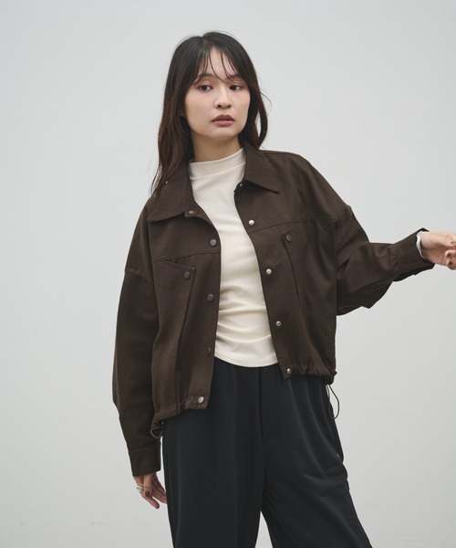 Shelly island(シェリーアイランド)の「オーバーサイズワークジャケット(その他アウター・レディース・ブラウン/ブラック/ベージュ・FREE)」の18枚目の写真
