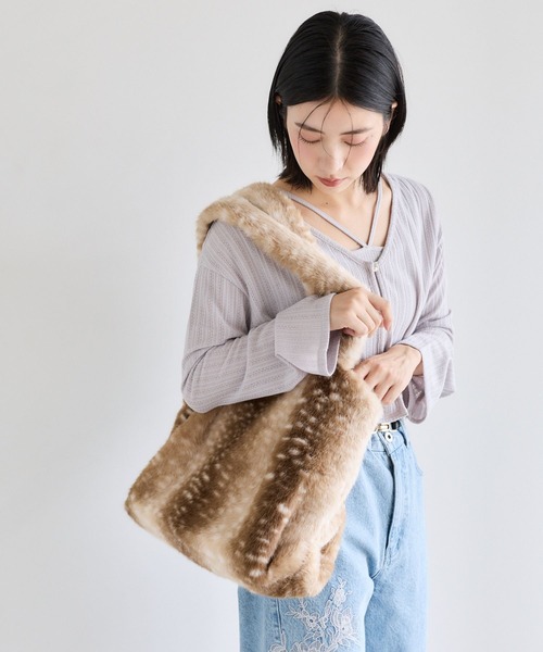 mysty woman（ミスティウーマン）の「アニマルフェイクファーBAG　 999567（トートバッグ・レディース・ベージュ系その他2/ベージュ系その他/ブラウン系その他・FREE）」の7枚目の写真