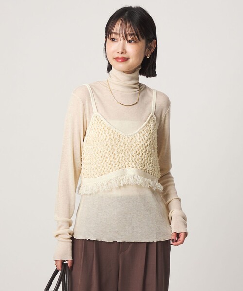 green label relaxing（グリーンレーベルリラクシング）の「［size SHORTあり］テレコ タートルネック プルオーバー（Tシャツ/カットソー・レディース・モカ/ライトグレー/ブラック/オフホワイト/ダークグレー/ベージュ/イエロー/ダークブラウン/その他1・FREE/SHORT）」の7枚目の写真