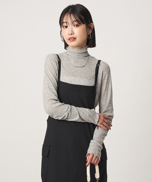 green label relaxing（グリーンレーベルリラクシング）の「［size SHORTあり］テレコ タートルネック プルオーバー（Tシャツ/カットソー・レディース・モカ/ライトグレー/ブラック/オフホワイト/ダークグレー/ベージュ/イエロー/ダークブラウン/その他1・FREE/SHORT）」の4枚目の写真