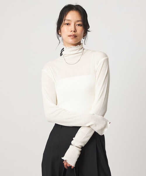 green label relaxing（グリーンレーベルリラクシング）の「［size SHORTあり］テレコ タートルネック プルオーバー（Tシャツ/カットソー・レディース・モカ/ライトグレー/ブラック/オフホワイト/ダークグレー/ベージュ/イエロー/ダークブラウン/その他1・FREE/SHORT）」の12枚目の写真