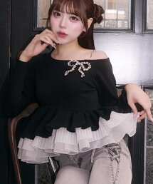 Belle Charme】Volume Frill Off Shoulder Tops（Tシャツ/カットソー