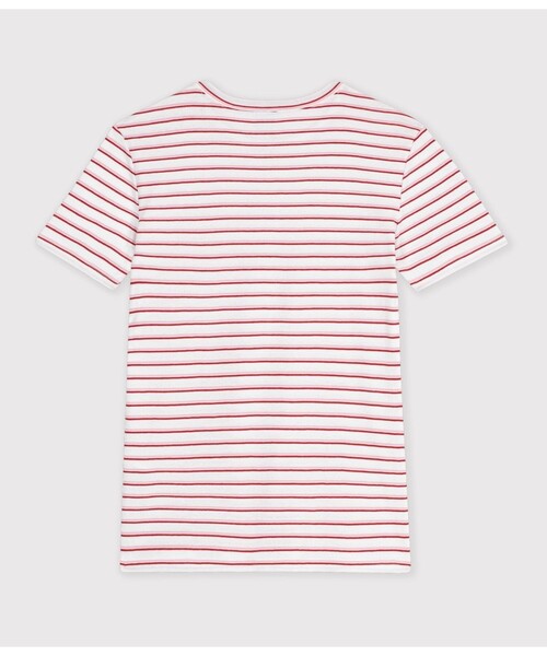 PETIT BATEAU（プチバトー）の「ボーダープリント半袖Ｔシャツ（Tシャツ/カットソー・レディース・ホワイト×レッド・LARGE/XX-SMALL/X-SMALL/SMALL/MEDIUM）」の3枚目の写真
