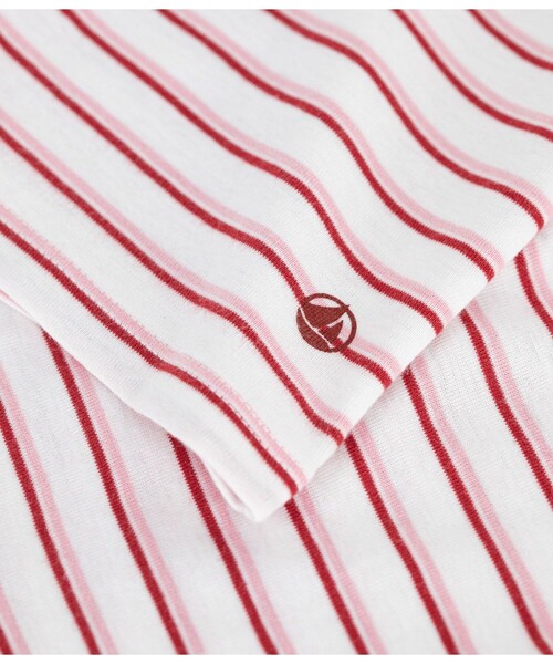 PETIT BATEAU（プチバトー）の「ボーダープリント半袖Ｔシャツ（Tシャツ/カットソー・レディース・ホワイト×レッド・LARGE/XX-SMALL/X-SMALL/SMALL/MEDIUM）」の2枚目の写真