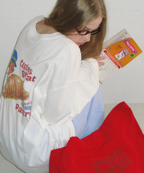 RONRON(ロンロン)の「VINTAGE CROISSANT OVER FIT LONG SLEEVE WHITE(Tシャツ/カットソー・レディース・その他・FREE)」の1枚目の写真