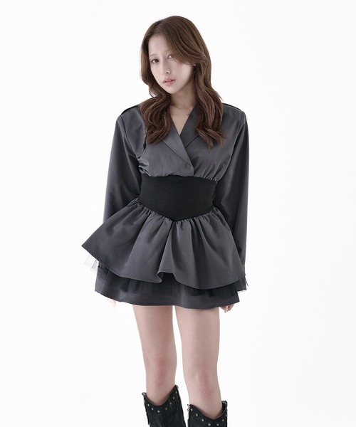 Melviianne(メルヴィアンヌ)の「Corset blazer onepiese(ワンピース・レディース・Black/MD.Gray・MEDIUM/SMALL)」の1枚目の写真