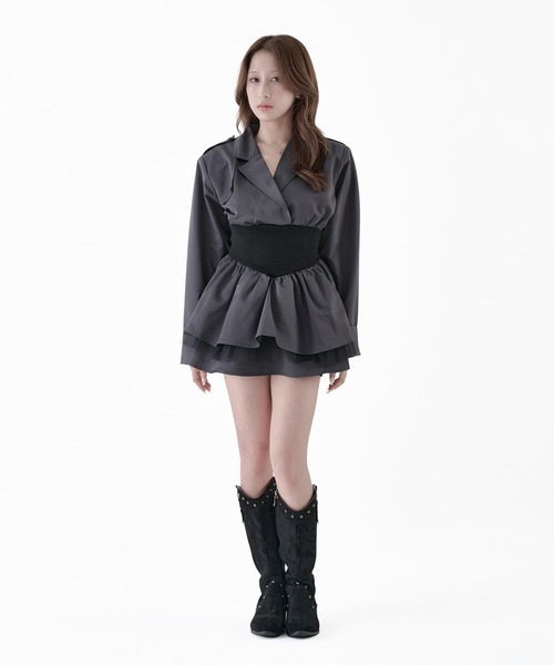Melviianne(メルヴィアンヌ)の「Corset blazer onepiese(ワンピース・レディース・Black/MD.Gray・MEDIUM/SMALL)」の4枚目の写真