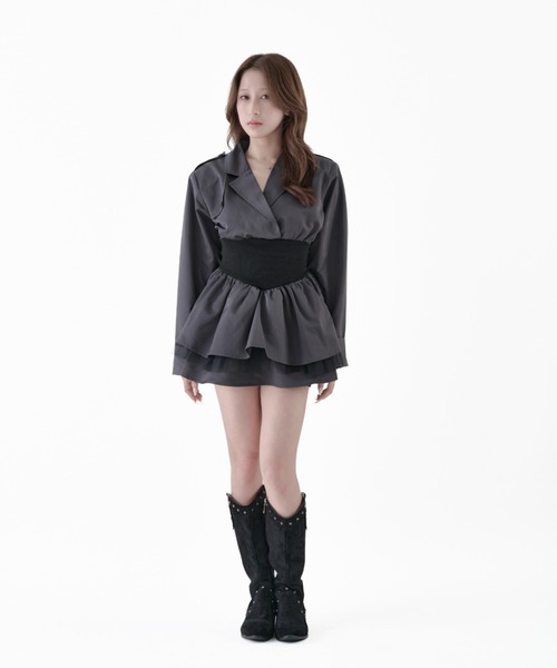 Melviianne(メルヴィアンヌ)の「Corset blazer onepiese(ワンピース・レディース・Black/MD.Gray・MEDIUM/SMALL)」の15枚目の写真