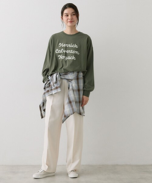 Dessin（デッサン）の「【洗える】オーガニックコットン ロングスリーブTシャツ（Tシャツ/カットソー・レディース・ネイビー/カーキ系6/グレー/ホワイト系・03/01/02）」の15枚目の写真
