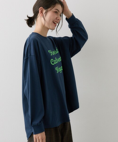 Dessin（デッサン）の「【洗える】オーガニックコットン ロングスリーブTシャツ（Tシャツ/カットソー・レディース・ネイビー/カーキ系6/グレー/ホワイト系・03/01/02）」の18枚目の写真