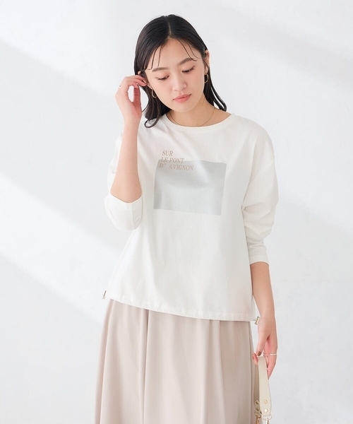 a.v.v(アーヴェヴェ)の「裾ドロスト ロンT(Tシャツ/カットソー・レディース・ホワイト/チャコールグレー・39)」の11枚目の写真
