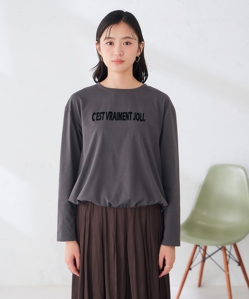 a.v.v(アーヴェヴェ)の「裾ドロスト ロンT(Tシャツ/カットソー・レディース・ホワイト/チャコールグレー・39)」の19枚目の写真