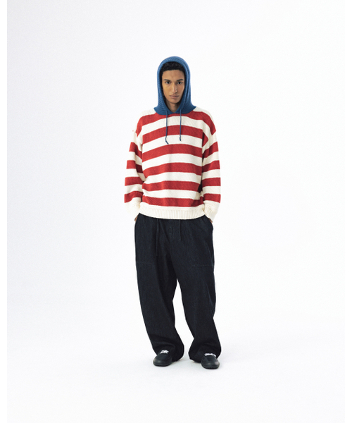 ANGLAN(アングラン)の「ストライプニットフーディー - レッド(ニット/セーター・メンズ・その他・ONE SIZE)」の7枚目の写真
