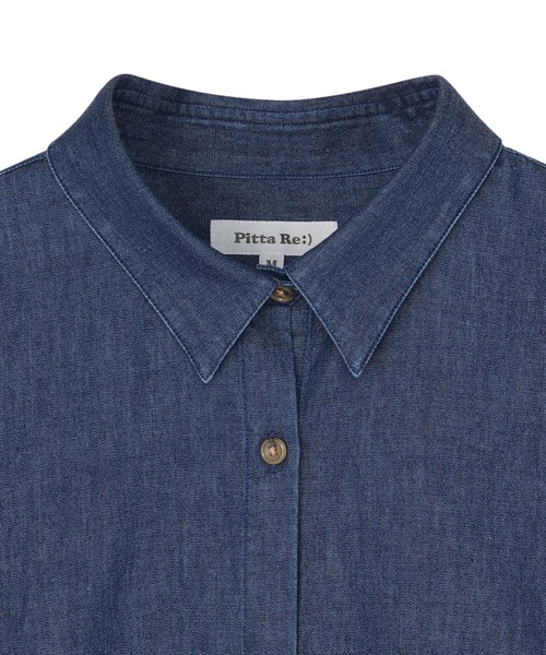 TOKYO SHIRTS（トウキョウシャツ）の「Pitta Re;) カジュアルシャツ デニム ワイドフィットシャツ 長袖 綿100% レディース（シャツ/ブラウス・レディース・ネイビー/ブラック・M/L）」の10枚目の写真