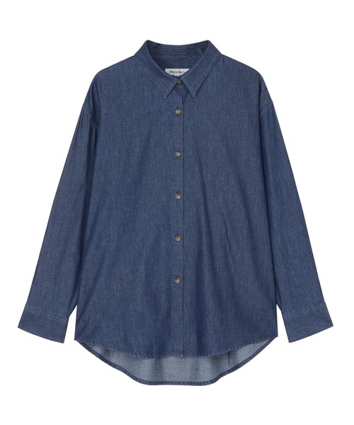 TOKYO SHIRTS（トウキョウシャツ）の「Pitta Re;) カジュアルシャツ デニム ワイドフィットシャツ 長袖 綿100% レディース（シャツ/ブラウス・レディース・ネイビー/ブラック・M/L）」の8枚目の写真