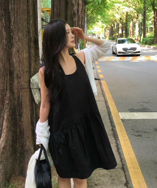 PLAC WOMEN（プレイス・ウィメン）の「サマー スリーブレス シャーリングワンピース ブラック（ワンピース・レディース・その他・SMALL/MEDIUM）」の2枚目の写真