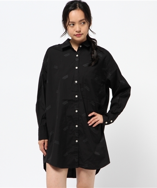 RODEO CROWNS WIDE BOWL（ロデオクラウンズワイドボウル）の「ロゴ シャツワンピース（ワンピース・レディース・ブラック系その他・SMALL）」の5枚目の写真