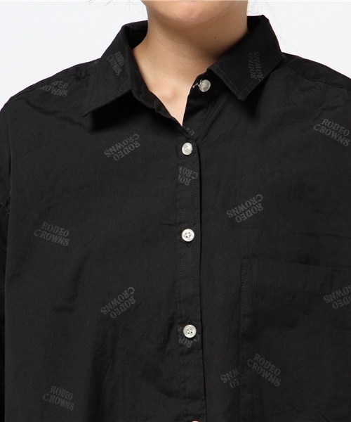 RODEO CROWNS WIDE BOWL（ロデオクラウンズワイドボウル）の「ロゴ シャツワンピース（ワンピース・レディース・ブラック系その他・SMALL）」の10枚目の写真