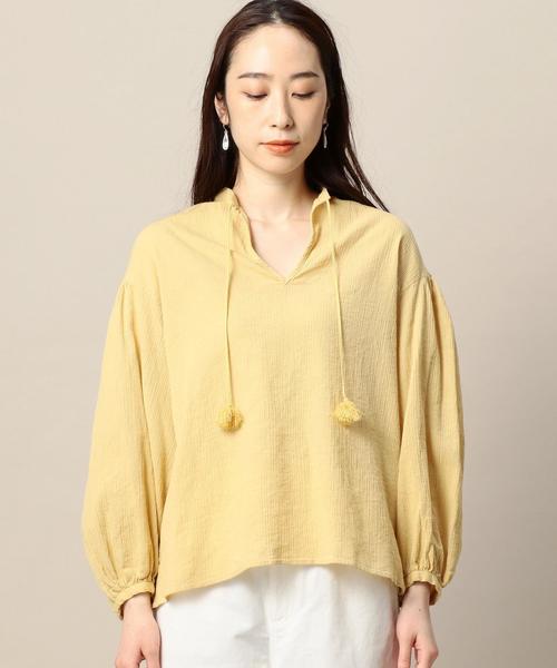 BEAUTY&YOUTH UNITED ARROWS（ビューティーアンドユースユナイテッドアローズ）の「BY クレープギャザースタンド9分袖ブラウス ◆（シャツ/ブラウス・レディース・オフホワイト/イエロー/ネイビー・FREE）」の15枚目の写真