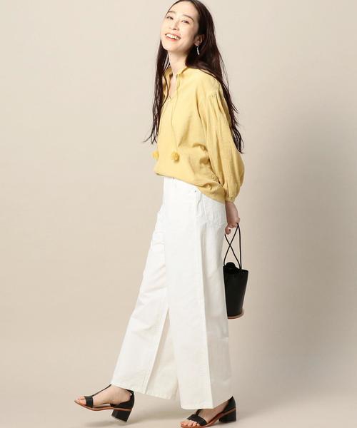 BEAUTY&YOUTH UNITED ARROWS（ビューティーアンドユースユナイテッドアローズ）の「BY クレープギャザースタンド9分袖ブラウス ◆（シャツ/ブラウス・レディース・オフホワイト/イエロー/ネイビー・FREE）」の9枚目の写真