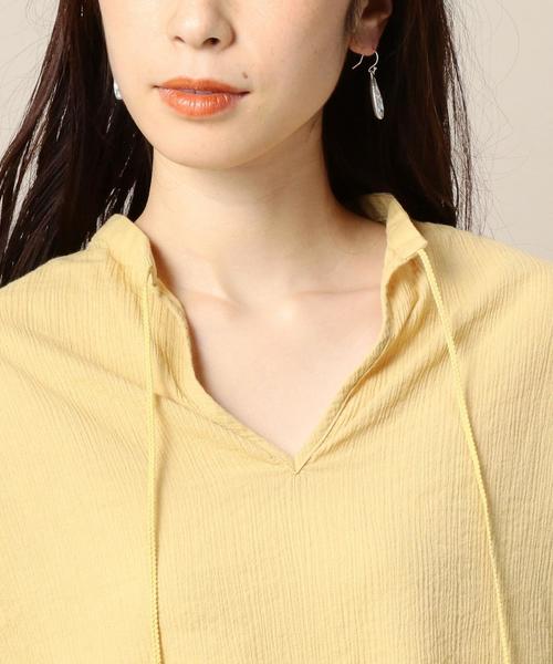 BEAUTY&YOUTH UNITED ARROWS（ビューティーアンドユースユナイテッドアローズ）の「BY クレープギャザースタンド9分袖ブラウス ◆（シャツ/ブラウス・レディース・オフホワイト/イエロー/ネイビー・FREE）」の10枚目の写真