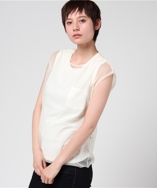 min@RNA（ミンアットアールエヌエー）の「M0354 透けレイヤードノースリ（タンクトップ・レディース・キナリ/グレー/ブラック・MEDIUM）」の12枚目の写真