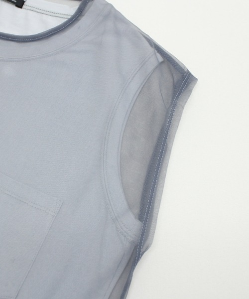 min@RNA（ミンアットアールエヌエー）の「M0354 透けレイヤードノースリ（タンクトップ・レディース・キナリ/グレー/ブラック・MEDIUM）」の15枚目の写真