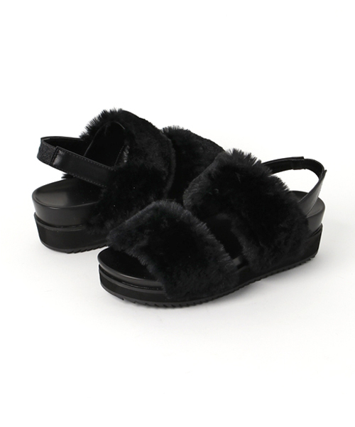 WEGO（ウィゴー）の「WEGO/ダブルベルトファーサンダル（サンダル・レディース・グレー/ブラック/ワイン/キャメル・MEDIUM/LARGE）」の12枚目の写真