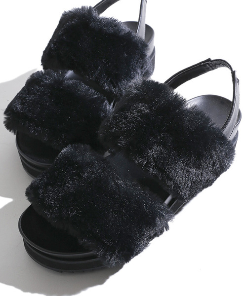 WEGO（ウィゴー）の「WEGO/ダブルベルトファーサンダル（サンダル・レディース・グレー/ブラック/ワイン/キャメル・MEDIUM/LARGE）」の16枚目の写真