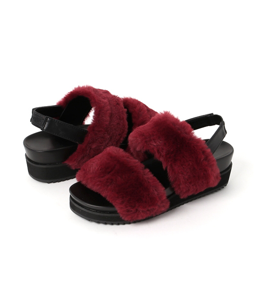 WEGO（ウィゴー）の「WEGO/ダブルベルトファーサンダル（サンダル・レディース・グレー/ブラック/ワイン/キャメル・MEDIUM/LARGE）」の9枚目の写真