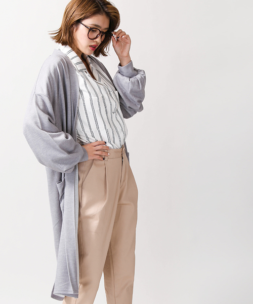 WEGO（ウィゴー）の「WEGO/ボリュームスリーブロングカーディガン（カーディガン/ボレロ・レディース・マスタード/杢グレー/ブラック/ダークグリーン/レッド・FREE）」の3枚目の写真