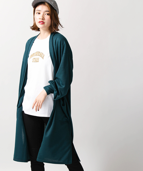 WEGO（ウィゴー）の「WEGO/ボリュームスリーブロングカーディガン（カーディガン/ボレロ・レディース・マスタード/杢グレー/ブラック/ダークグリーン/レッド・FREE）」の4枚目の写真