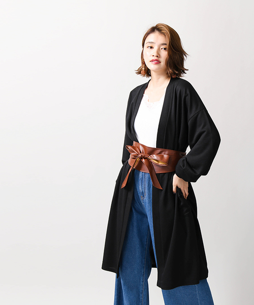 WEGO（ウィゴー）の「WEGO/ボリュームスリーブロングカーディガン（カーディガン/ボレロ・レディース・マスタード/杢グレー/ブラック/ダークグリーン/レッド・FREE）」の15枚目の写真