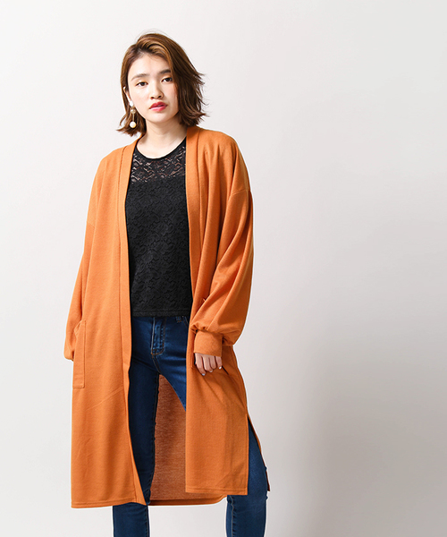 WEGO（ウィゴー）の「WEGO/ボリュームスリーブロングカーディガン（カーディガン/ボレロ・レディース・マスタード/杢グレー/ブラック/ダークグリーン/レッド・FREE）」の18枚目の写真