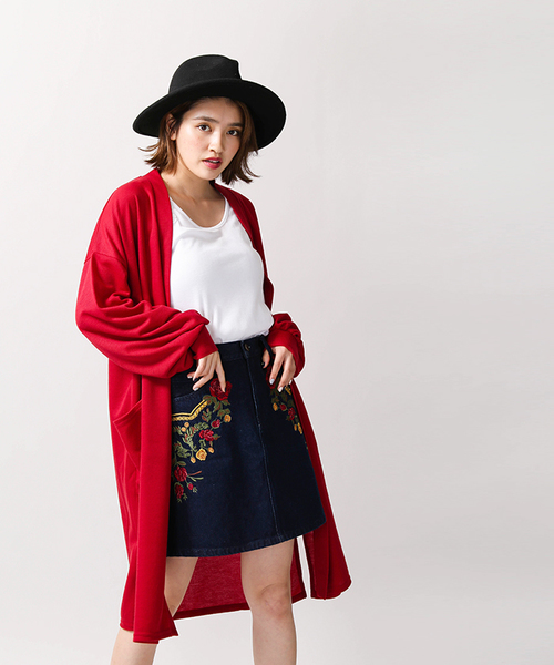 WEGO（ウィゴー）の「WEGO/ボリュームスリーブロングカーディガン（カーディガン/ボレロ・レディース・マスタード/杢グレー/ブラック/ダークグリーン/レッド・FREE）」の20枚目の写真