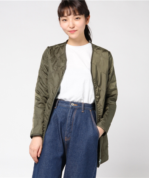 Re:EDIT（リエディ）の「キルティングノーカラージャケット（ダウンジャケット/コート・レディース・ブラック/カーキ・MEDIUM）」の11枚目の写真