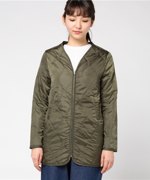 Re:EDIT（リエディ）の「キルティングノーカラージャケット（ダウンジャケット/コート・レディース・ブラック/カーキ・MEDIUM）」の9枚目の写真