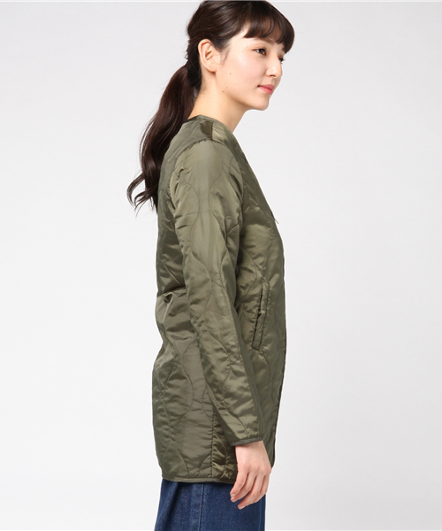 Re:EDIT（リエディ）の「キルティングノーカラージャケット（ダウンジャケット/コート・レディース・ブラック/カーキ・MEDIUM）」の10枚目の写真