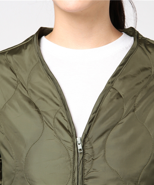 Re:EDIT（リエディ）の「キルティングノーカラージャケット（ダウンジャケット/コート・レディース・ブラック/カーキ・MEDIUM）」の7枚目の写真